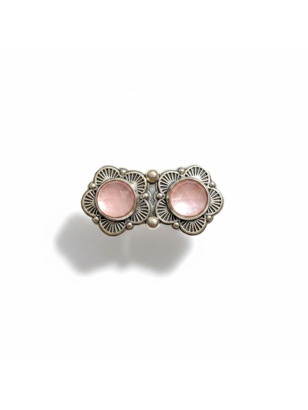 Pink Mother of Pearl Doublet Soleil Ring - Adjustable Sterling Silver